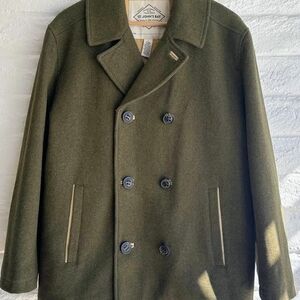 St. John's Bay Men's Wool Peacoat - Olive, XL